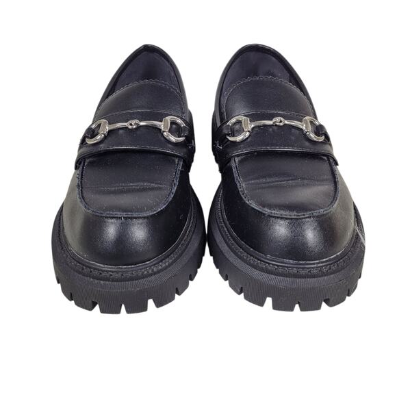 Skechers Black Faux Leather Memory Foam Chunky Loafers Womens Size 7 90s Retro - Picture 3 of 9